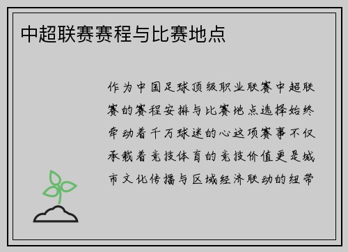 中超联赛赛程与比赛地点